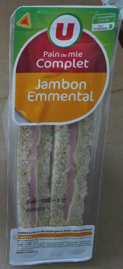 Sandwich pain de mie jambon emmental (u)