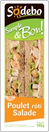 Sandwich poulet roti salade sodebo