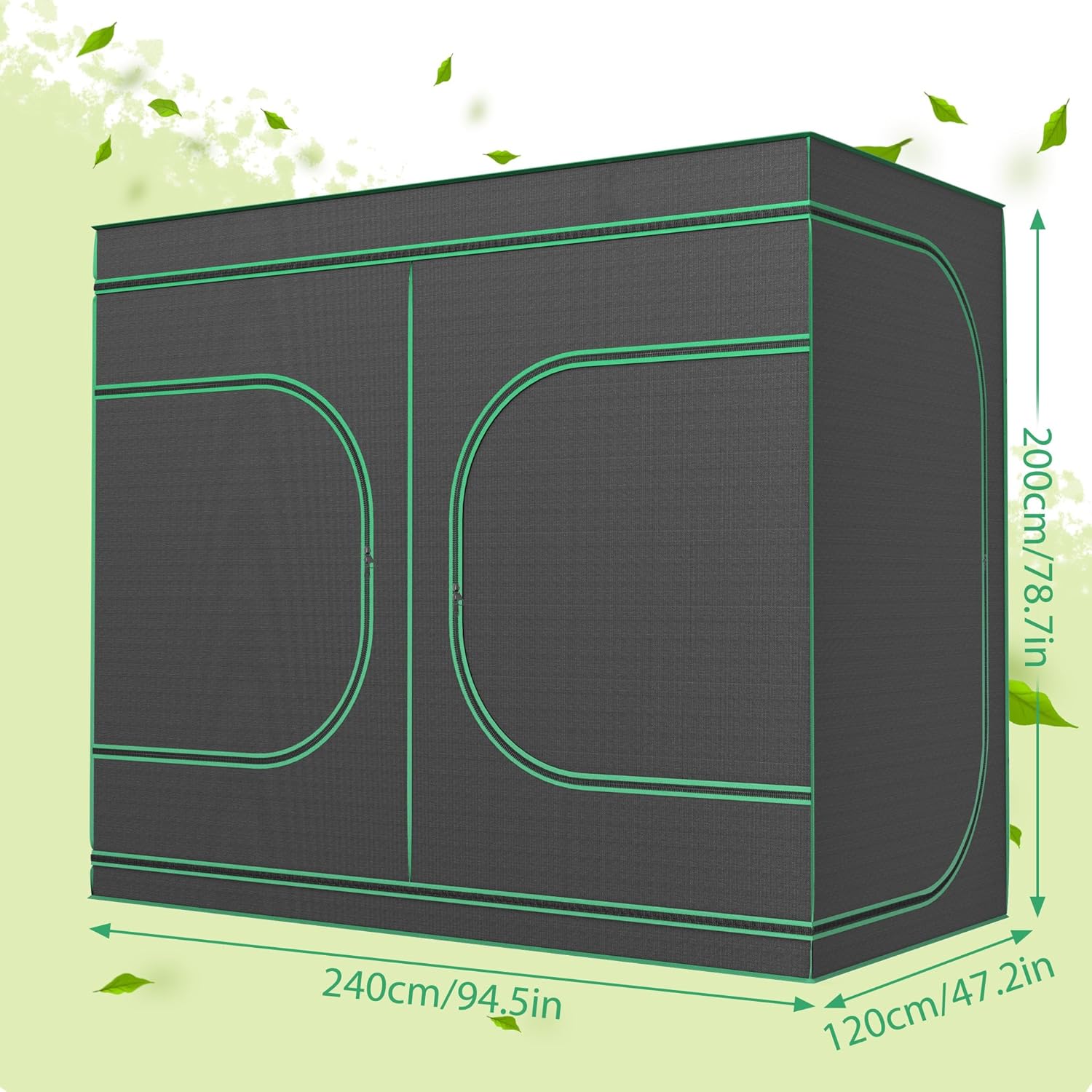 Aufun Tente de culture pour plantes, serre, armoire de culture, légumes, herbes, armoire de culture intérieure, petite tomate, vert hydro, dimensions : 240 x 120 x 200 cm 240x120x200cm