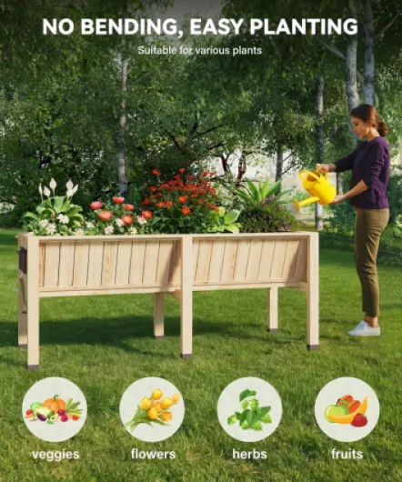 Carré à Plantes en Bois, Carré Potager de Jardin sur Pied Surélevé