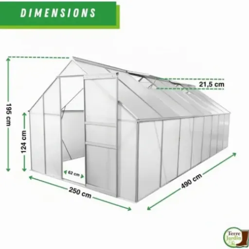 Test TERRE JARDIN Serre de Jardin Aluminium 12,25 m² : grande surface, montage galère