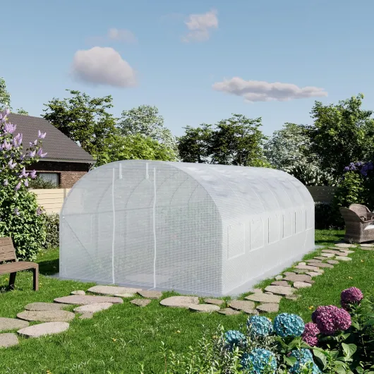Serre de Jardin Serre Tunnel Plastique Robuste 4x6m - Bâche PE 180g/m² Blanc Transparent 4x6 m Blanc