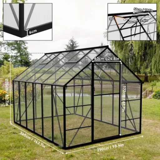 Test Froadp Serre aluminium 380 x 250 : grande surface à prix correct, mais montage à prévoir