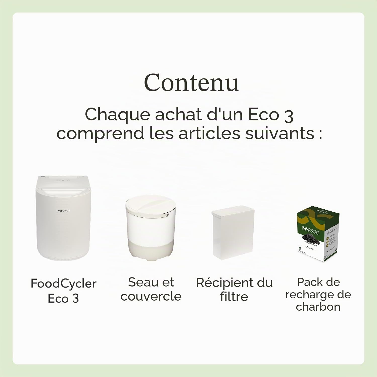 FoodCycler Eco 3 - Composteur Électrique de Cuisine 3,5L -Composteur Intelligent de Comptoir avec Filtre à Charbon - Transformez Les déchets en Compost avec Un Seul Bouton, sans Odeur & Silencieux Blanc.