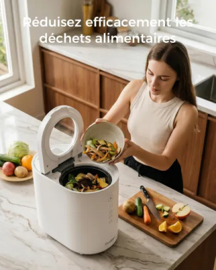 OK-255 Composteur Électrique de Cuisine 5,5L Blanc Laiteux