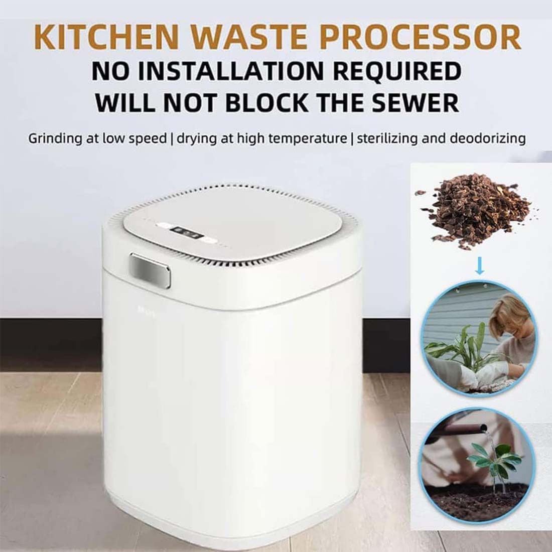 Composteur électrique De Déchets De Cuisine, Composteur Automatique De Déchets Alimentaires, Domestique, Transformez Les Déchets Alimentaires En Compost Avec Un Seul Bouton,Black Noir