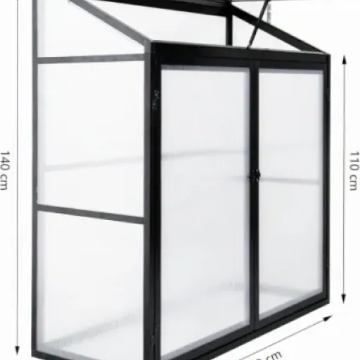 Test Serre adossée aluminium Euboer 140 x 55 x 130 : pratique pour petit espace, mais vraiment légère