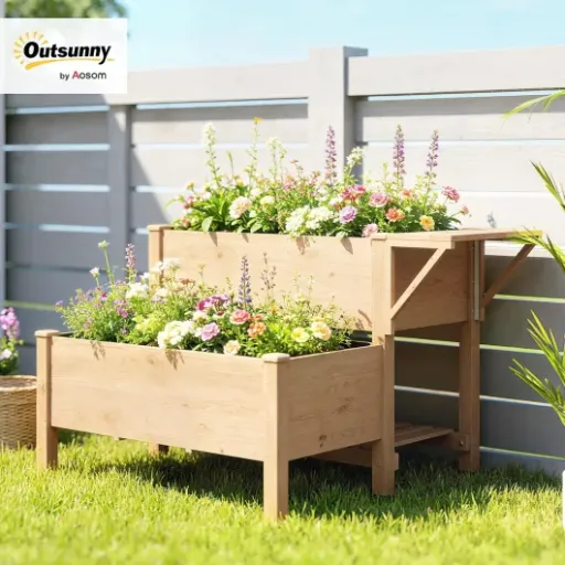 Test Outsunny Potager sur Pieds 2 Niveaux : pratique pour débuter un petit potager sans se casser le dos