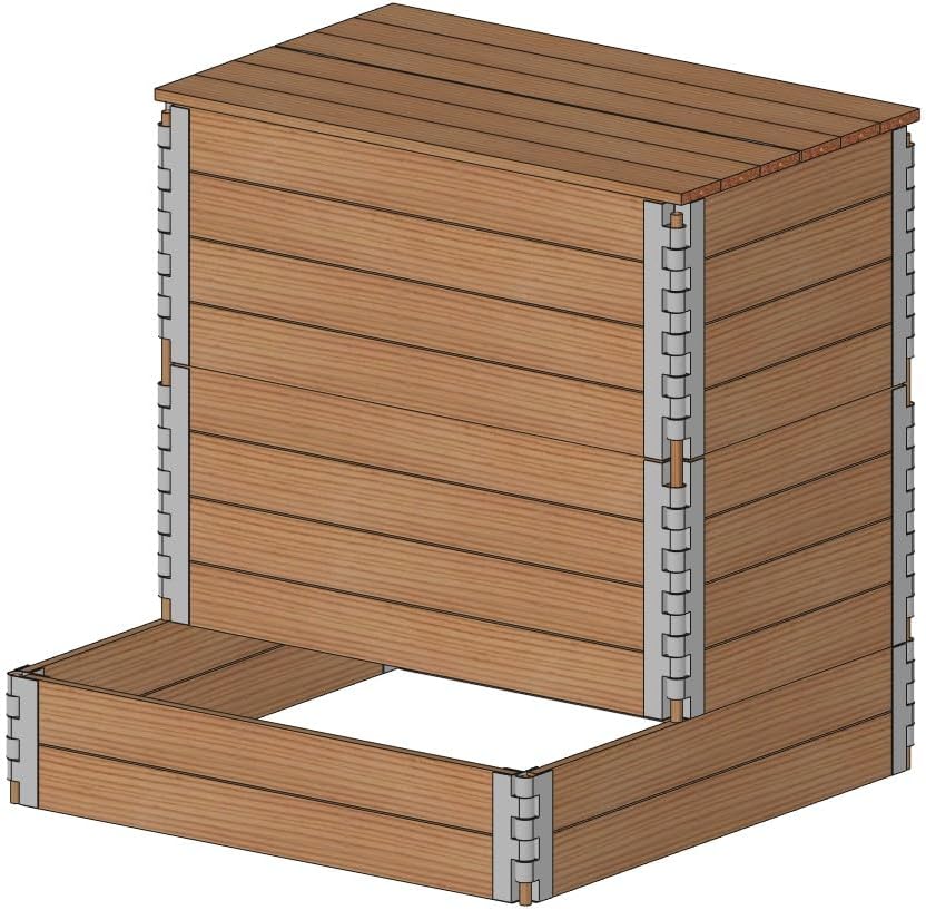 Composteur en Bois 500L en Douglas Naturel avec Couvercle