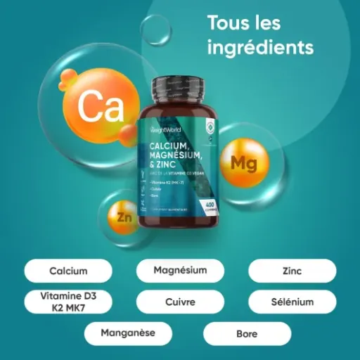 Avis Calcium Magnésium Zinc Vitamine D3 K2 MK7 WeightWorld : le combo minéral 8-en-1 pour l’ossature et l’immunité