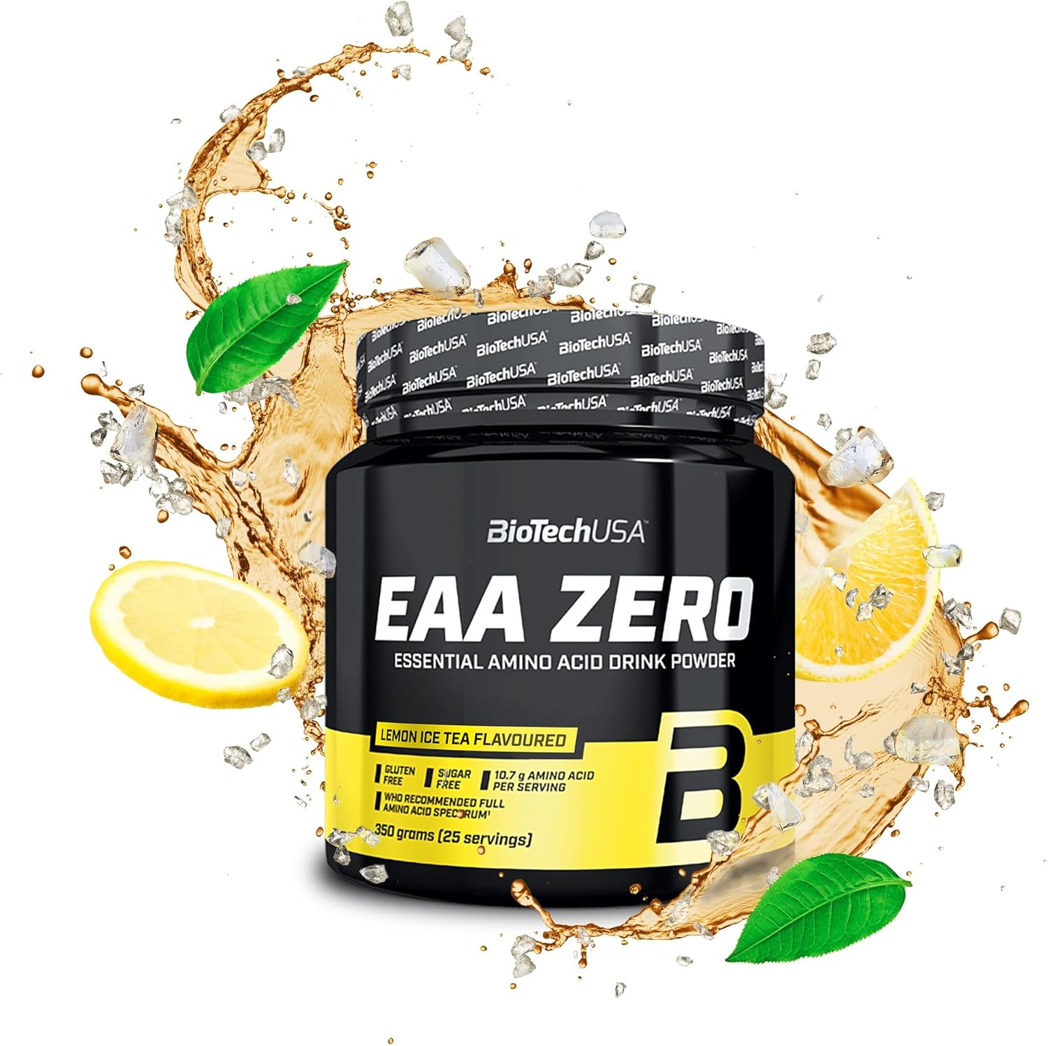 EAA Zero - Acides aminés essentiels - 7160mg EAA/portion - Ratio recommandé par l'OMS - Sans sucre, sans gluten, 350g, Thé Glacé Au Citron