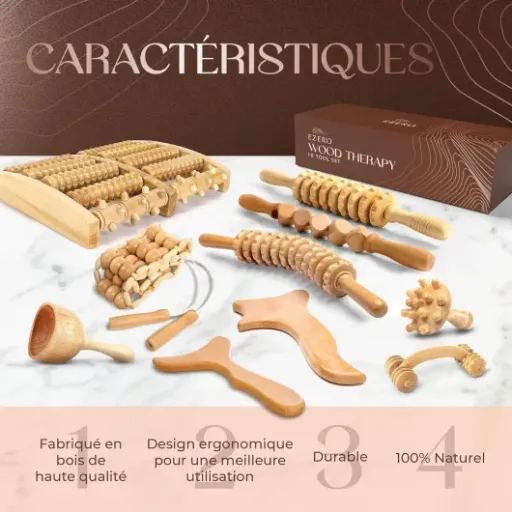 Avis Ezero Maderotherapie Kit Complet 10 pièces : un pack bois sérieux pour le massage anti-cellulite