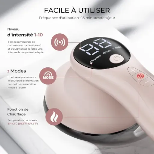 Avis Masseur Anti Cellulite Vibra Pro Oranmagic : un petit appareil pour lisser et chauffer les zones ciblées