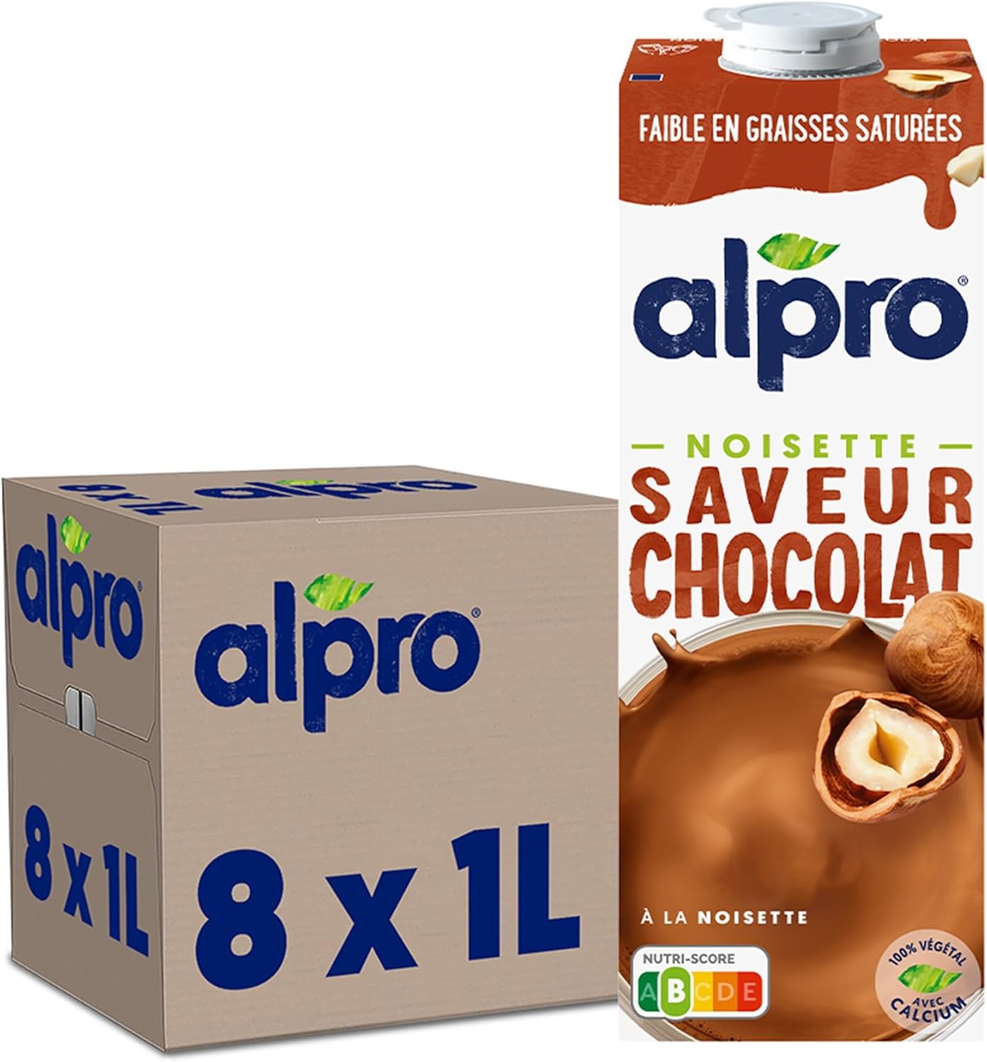 Boisson végétale - Chocolat Noisette - 1L - Lot de 8x1L