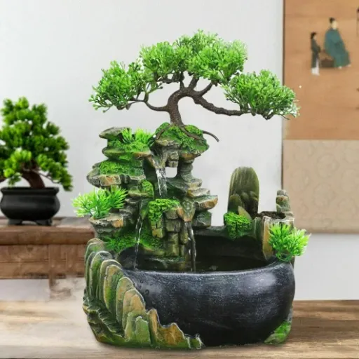 Avis Fontaine d'intérieur RainWeel : petite cascade déco pour bureau et salon, sans brouillard ni LED