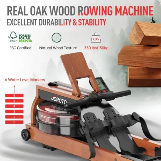 Avis JOROTO MR280PRO : le rameur à eau en bois qui vise le bon compromis salon/sport