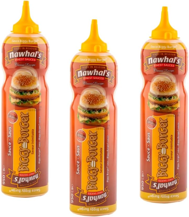 Nawhal’s Sauce Biggy Burger 500 Ml Lot de 3 - Sauce gourmande, avec des notes de tomates et moutarde - Mélange de saveurs légèrement épicées et sucrées - Idéale pour accompagner vos burgers.