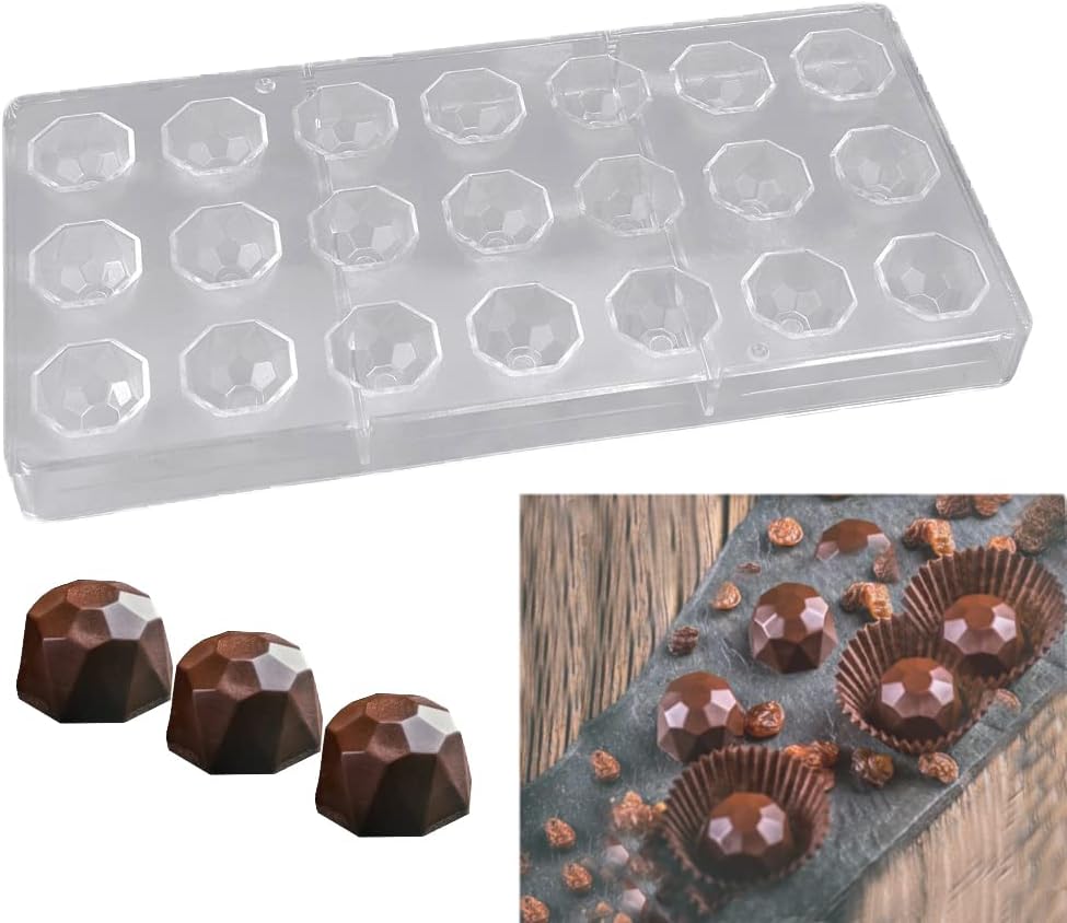 SNAGAROG Moule à Chocolat Transparent Moule en Polycarbonate Moules à Bonbons Sweet en 21 Demi de Diamant pour Bonbons, gâteaux, chocolat (27.3 * 13.5 * 2.3cm)