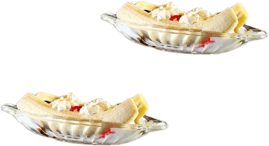 Plat bateau pour banane Split et glace au design classique en verre - Lot de 2