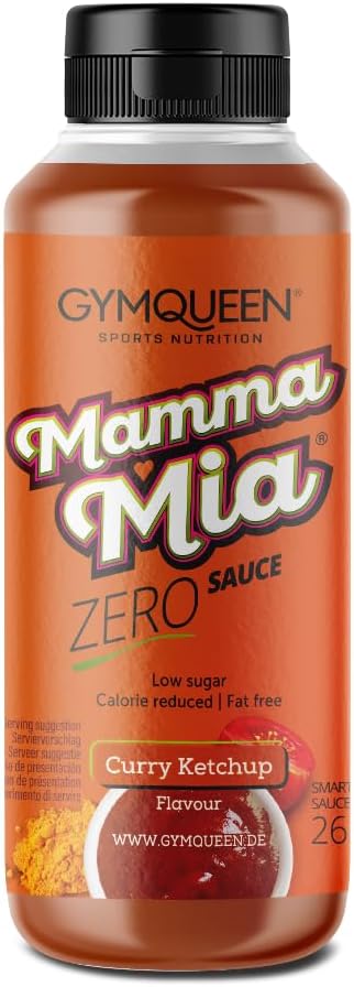 Mamma Mia Sauce Zéro, à teneur réduite en calories, sans graisse & sans sucre ajouté, pour affiner les plats ou comme vinaigrette, végétarienne, Ketchup au Curry