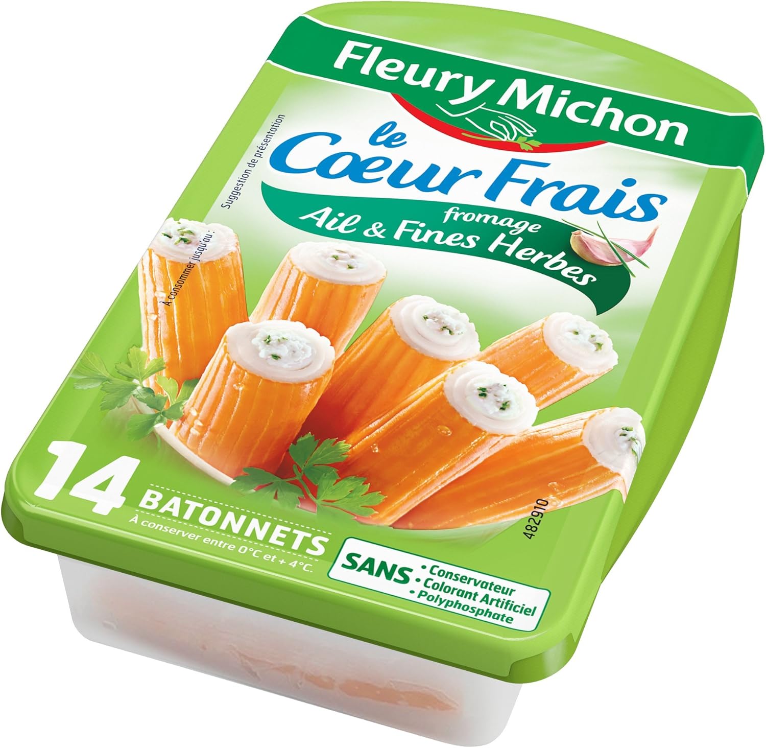 Fleury Michon 14 Btonnets Surimi Coeur Frais Fromage Ail/Fines Herbes 224 g