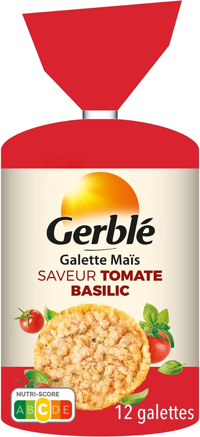Galette De Maïs Saveur Tomate Basilic, Idéal Pour L'Apéritif, 12 Galettes, 123,5 G, 208670 Tomate Basilic 123.5 g (Lot de 1)
