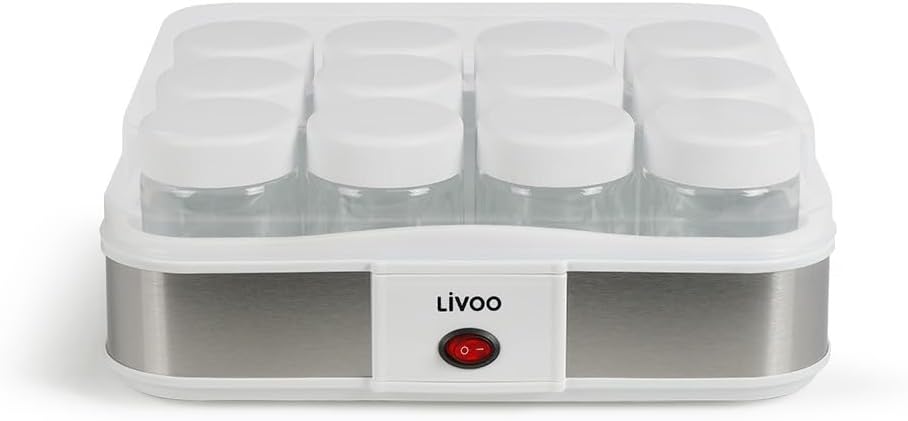 DOP156 Yaourtière Fromagère- Yaourts faits maison, Fromage Blanc - 210 ml X 12 pots yaourts, 1,2L de Fromage Frais