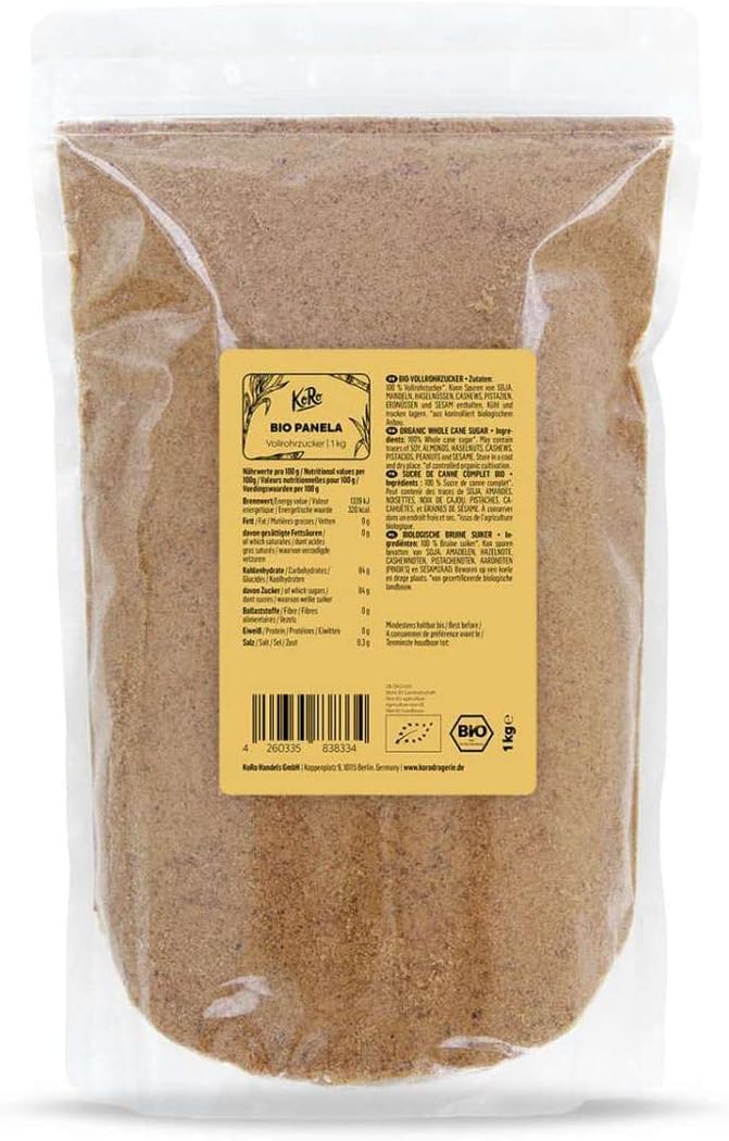 Sucre panela bio 1 kg - sucre de canne complet non raffiné de Colombie issu de l'agriculture 100% biologique