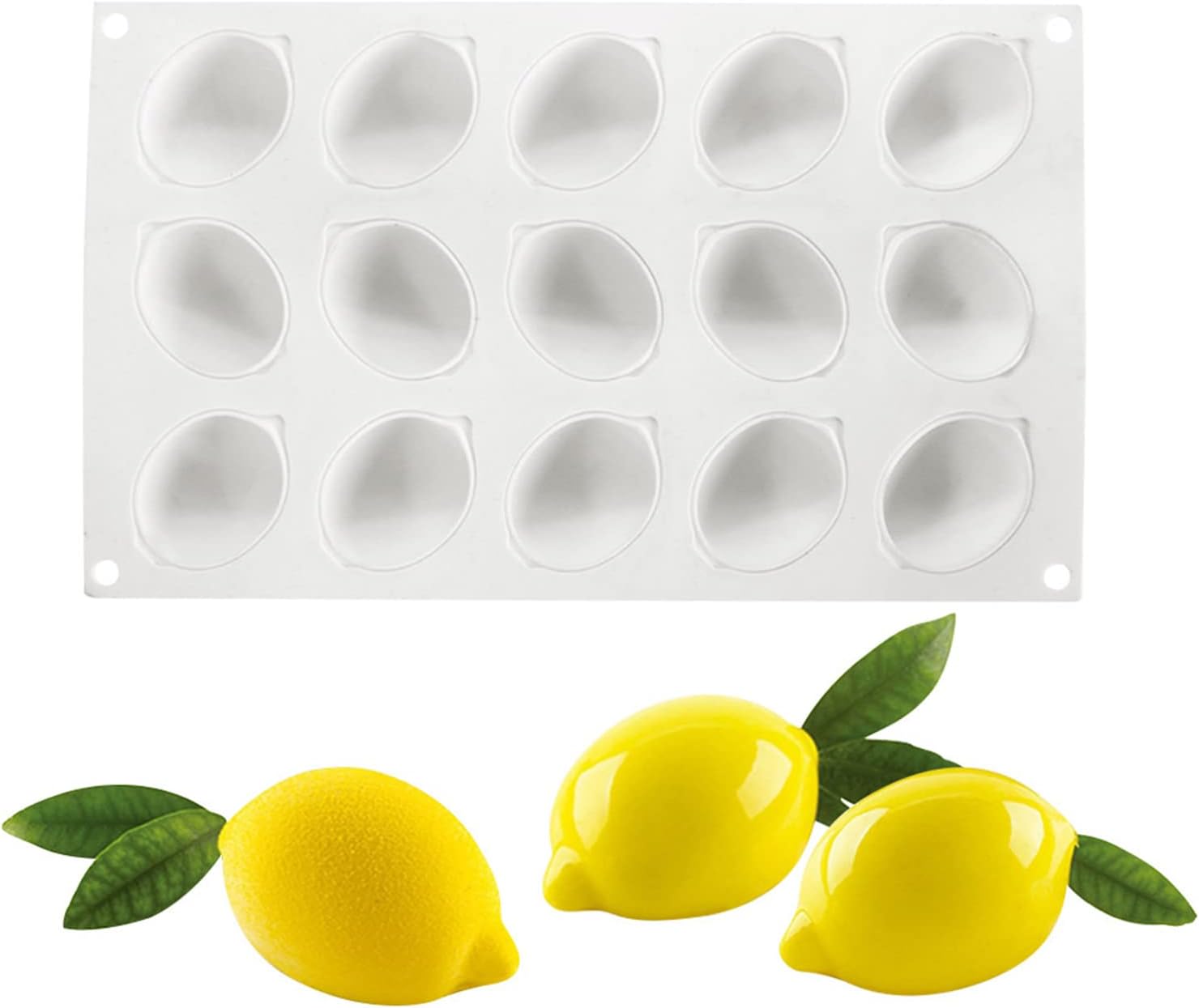Moules Citron 15 Trous Moule à GâTeau En Silicone En Forme Citron Citron GâTeau Silicone Moules Pour Muffins,Cupcakes,GâTeaux,Pudding,GlaçOns Et GeléE,Moule à Pain,Moules Cuisson 3d Moule Diy(Citron)