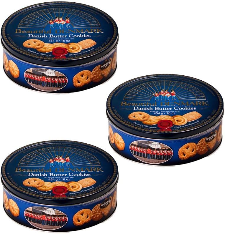 Hamlet biscuits au beurre danois - biscuits sablés classiques - 3 boîtes de biscuits - mélange de biscuits authentiques - 454g x 3