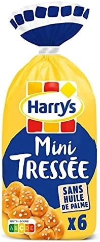 HARRYS - Brioche Mini Tressée Nature perlée au sucre (210g) - Délicieuse viennoiserie moelleuse pour le petit-déjeuner ou le goûter - - Lot De 4 - Vendu Par Lot