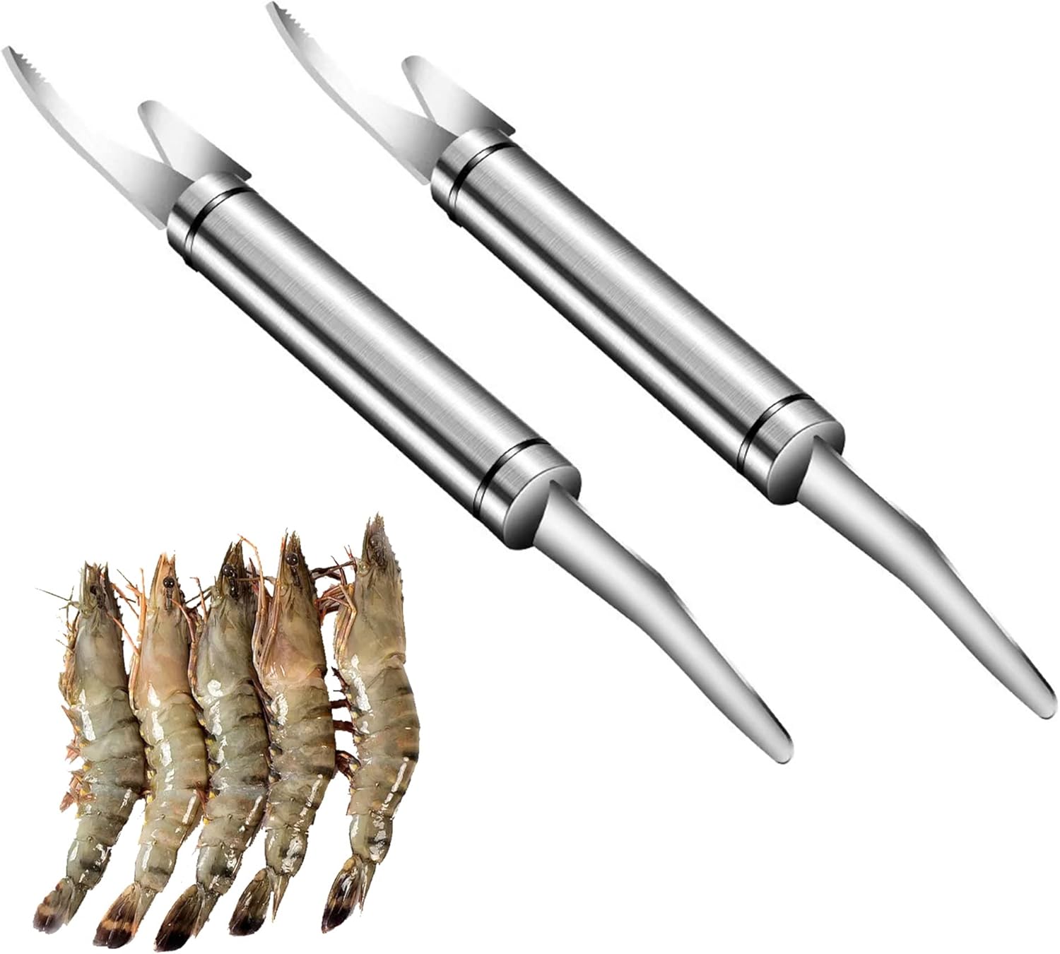 LONGHAO 2 pcs,Shrimp Line Knife,Crevettes Couteau,éPlucheur De Crevettes,Outil D'éPluchage D'éPlucheur De Crevettes En Acier Inoxydable,Machine D'éPluchage De Crevettes,Outil De Nettoyage De Crevettes
