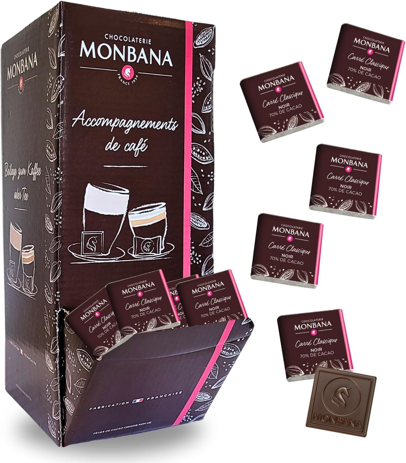 Carrés de chocolat Noir Monbana (X200)
