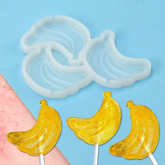 Mostsom Lot de 2 moules à sucettes époxy en forme de banane pour décoration de gâteaux (B Banana)