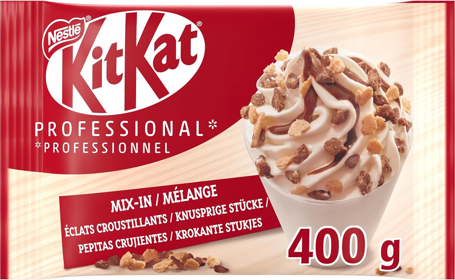 KITKAT Topping - Brisures De KitKat Éclats Croustillants - Éclats de Gaufrettes Croustillantes Recouvertes de Chocolat au Lait - Cacao Certifié Rainforest Alliance - Pour Agrémenter Vos Desserts -400g