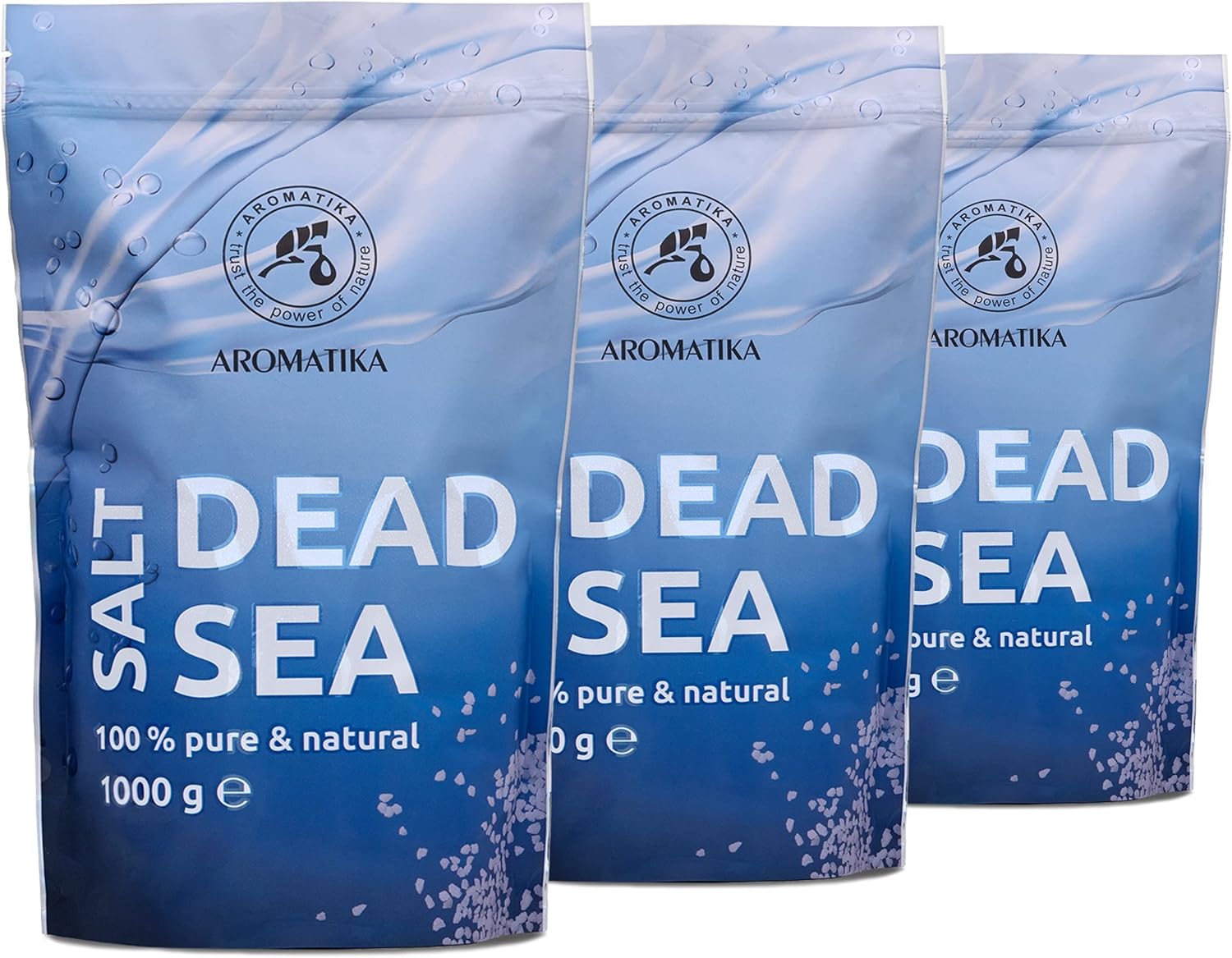 Sel de Mer Morte 3x1000g (zipper) - Pur et Naturel - Idéal pour Bien Dormir - Soulagement du Stress - Bain - Beauté - Relaxant - Sels de Bain - Bath Salt Dead Sea 1 kg (Lot de 3)
