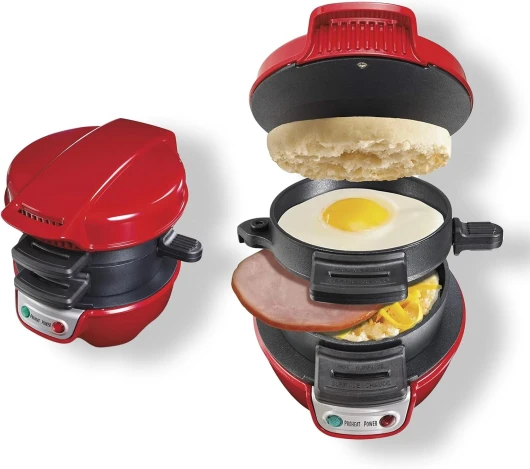 Appareils à Sandwiches, Grill Sandwich/Hamburger, Avec Compte à Rebours Numérique, Lave-vaisselle, Parfait Pour Les Hamburgers, Collations, Petit-déjeuner Rapide (Rouge)