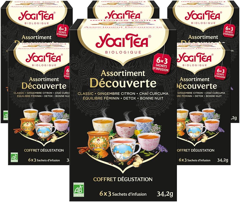 , Assortiment Découverte - Classic, Gingembre Citron, Chaï Curcuma, Équilibre Féminin, Detox et Bonne Nuit, 108 (6x18) Sachets de Thé