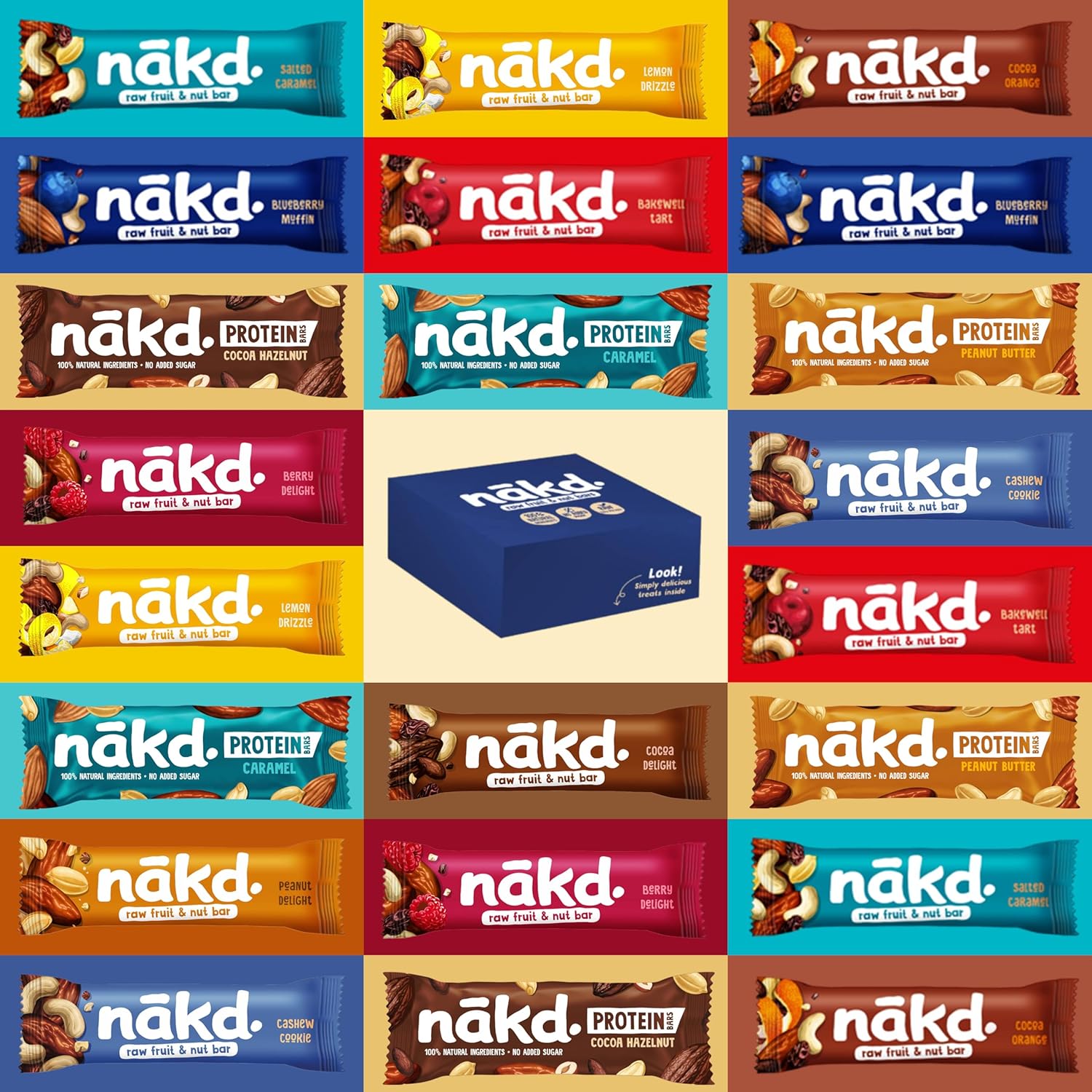 Nakd Bars Nakd Frucht- und Nussriegel Gesunde Snacks pour les enfants et les enfants - Frühstücksbars Essen - Vegane, sans lait, sans gluten, sans gluten Riegel - (24 barres)