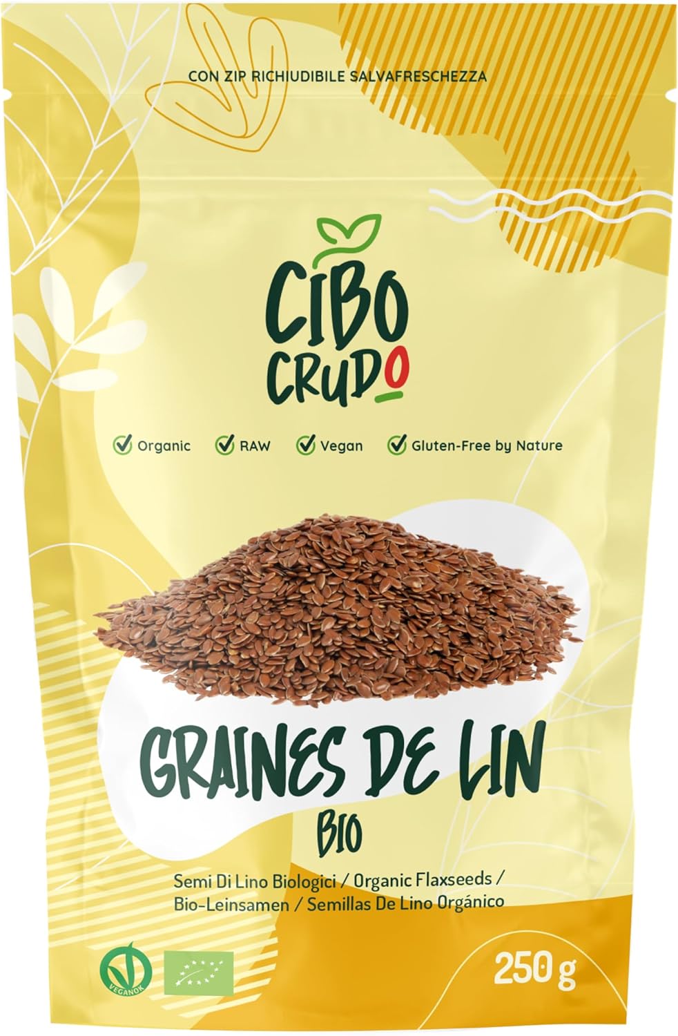 Graine de Lin Bio - 250g - Graines de Lin Brun 100% Naturel et Pur sans Additifs Riche en Fibres Oméga 3 et Sels Minéraux - Organic Flax seeds - La graine de lin 250 g ( Lot de 1 )