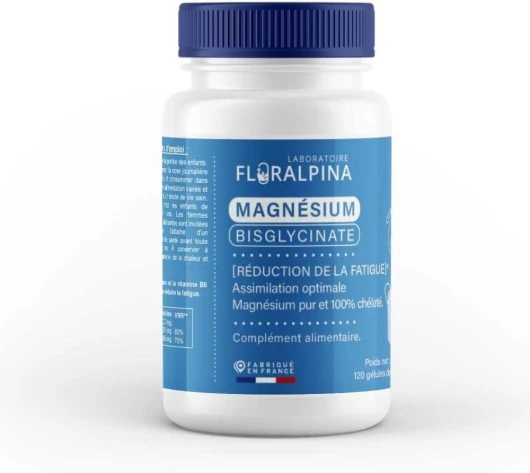 Magnésium Bisglycinate avec Vitamine B6-120 gélules - Hautement Assimilable, Anti-Fatigue et Relaxation - Soutien du Système Nerveux et Musculaire - Complément Alimentaire Naturel Made in France