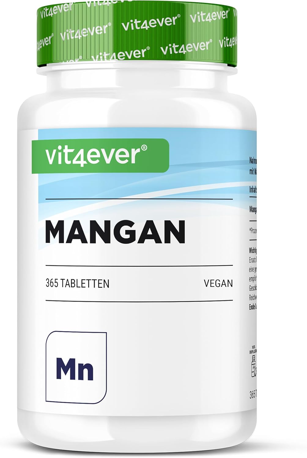 Manganèse 10 mg - 365 comprimés - Approvisionnement pour 12 mois - Bisglycinate de manganèse - Végétalien - Oligo-élément essentiel - Manganèse