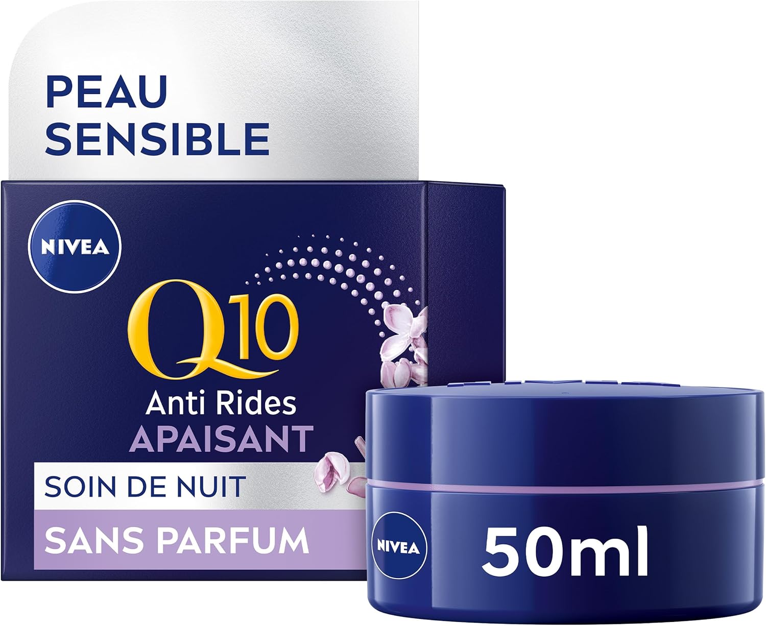 Q10 Sensitive Soin de Nuit (1 x 50 ml), crème anti rides enrichie en Q10 pur et extrait de réglisse, crème anti-âge booster de collagène, soin visage apaisant pour peaux sensibles