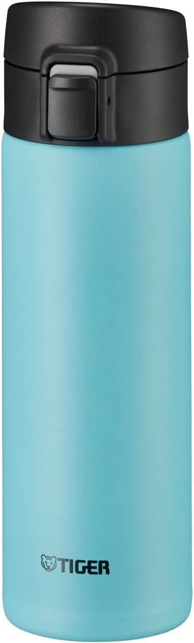Bouteille isotherme Tiger MKA-K 480 mL Easy-Drinking One-Push, ouverture one-push, ultra légère, sans BPA, conservation froid 24h et chaud 12h, conçue au Japon, couleur bleu ciel