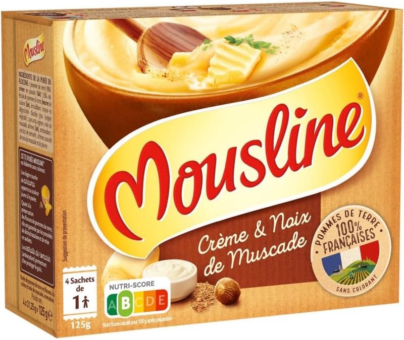 Générique MOUSLINE Purée Crème & Noix de Muscade - Format individuel 125g - Douceur onctueuse - Saveur exquise - Idéal pour un repas rapide! - Le Lot De 4