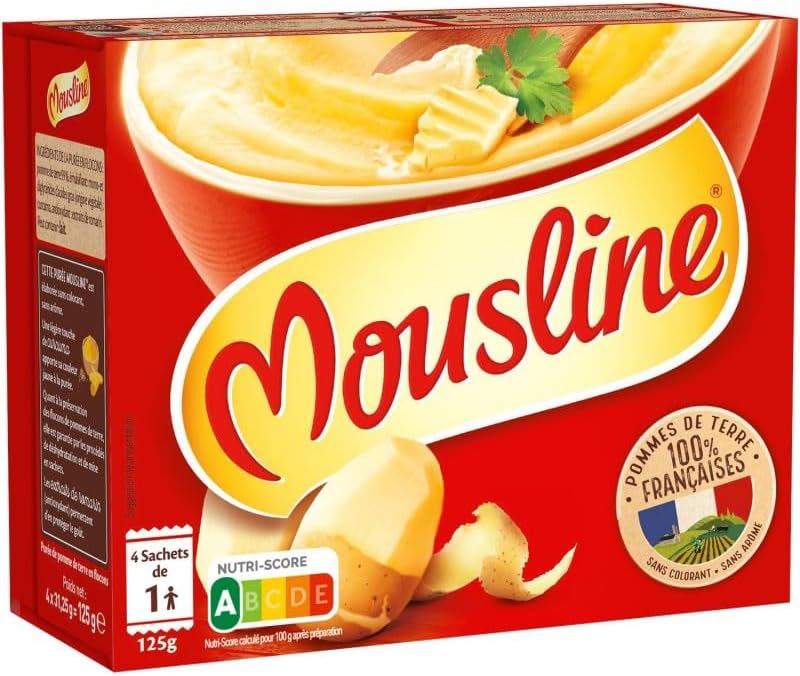 Générique Mousline Purée Nature - Format Individuel 125g (4 sachets x 31.25g) - Purée Instantanée Pratique - Idéale Pour une Personne - Le Lot De 4