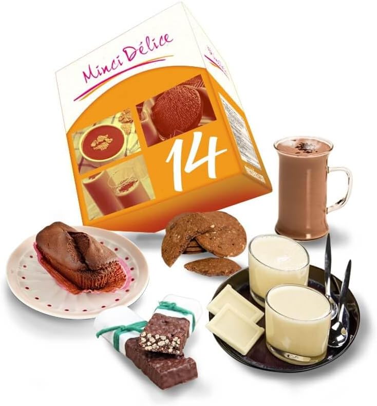 Régime hyperprotéiné sur 14 jours spécial chocolat - Perte de poids jusqu'à 5 kilos - Pack de 33 produits + 1 shaker + 1 guide minceur avec programme détaillé