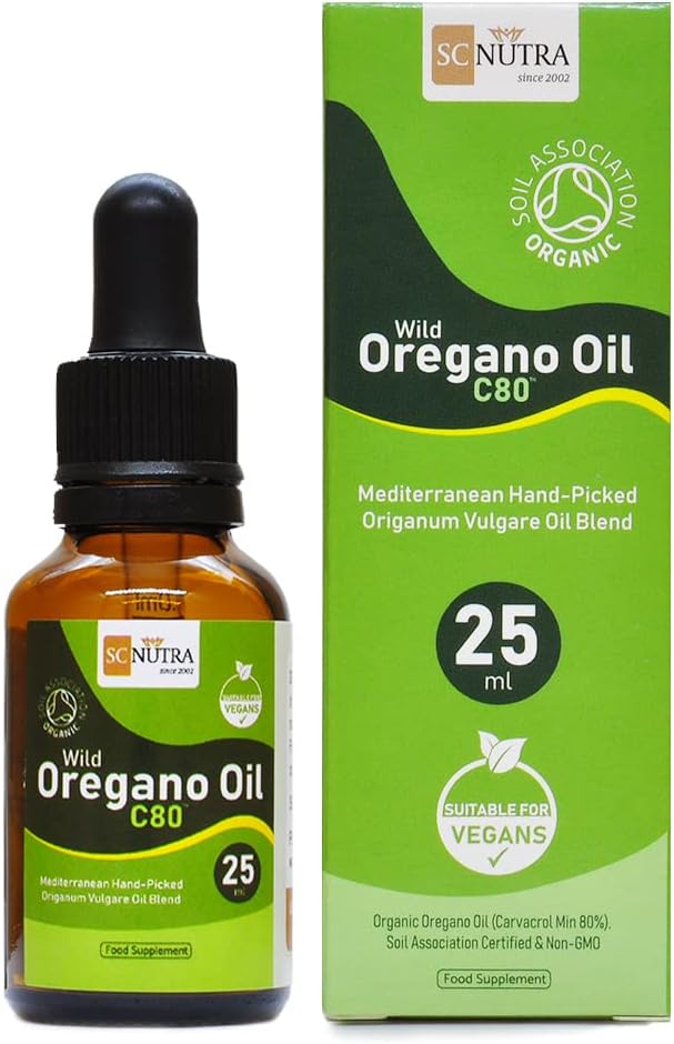Huile d'origan 25ml - Huile d'origan sauvage C80-80% carvacrol - Aucun additif - Végan - Origanum vulgare hirtum - SC Nutra (Sweet Cures)