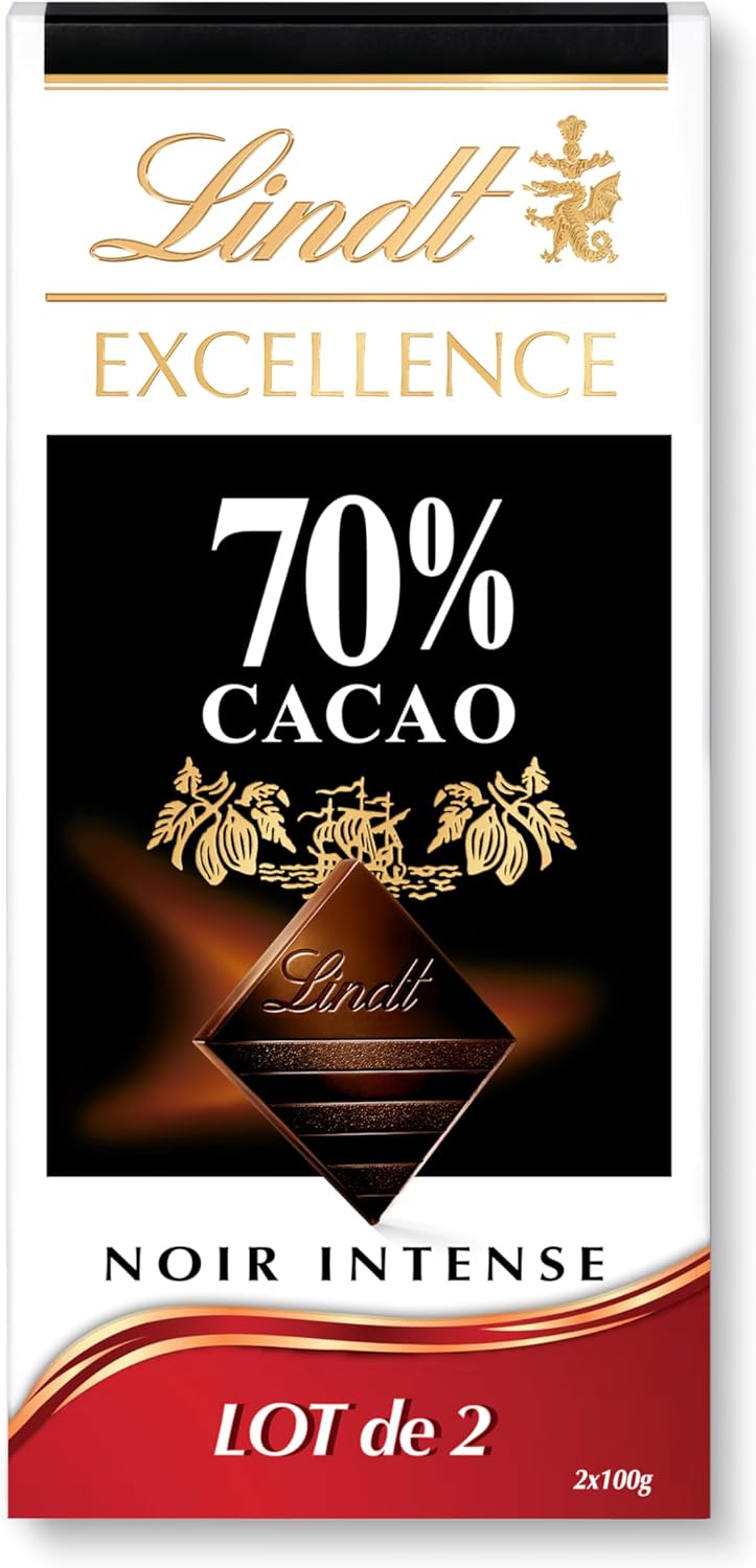 Lot de 2 Tablettes EXCELLENCE Noir 70% Cacao - Chocolat Noir, 2x100g
