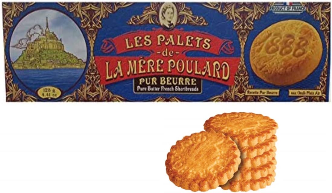 La Mere Poulard® 1888 - Biscuits Pur Beurre & Caramel - Biscuits au beurre et au caramel - Biscuits Traditionnels au Beurre - 1 Boite x 125 Gr